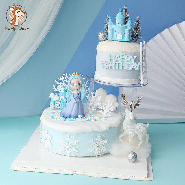 Topo De Bolo De Princesa Azul Gelo, Cervo De Resina Para Garotas Castelo  Espelho De Fadas Decoração De Bolos Para Festas De Casamento Presente Amor  - Utensílios Para Decoração De Bolo - AliExpress